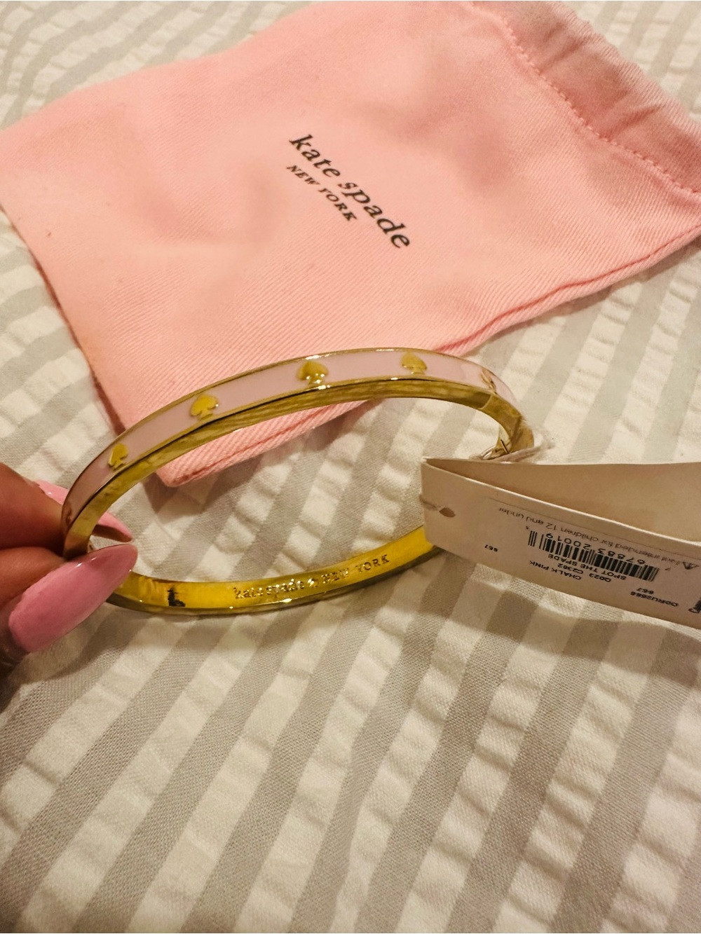 kate spade Light Pink and Gold Spade Accent Bangle - Picture 7 of 7